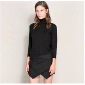 Zara Symmetrical Formal Envelope City Skort Pockets Back Zipper S Black #2954